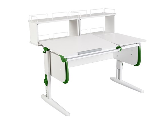 Детский стол-трансформер 1/75-40 (СУТ.25) + Polka_zz 1/600 (2 шт.)  белый/белый/Зеленый в Нижнем Новгороде - изображение