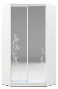 Шкаф угловой 2300х1103, ХИТ У-23-4-66-01, цапля, 2 зеркала, белая шагрень в Нижнем Новгороде