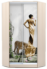Шкаф угловой 2200х1103, ХИТ У-22-4-77-03, Девушка с леопардом, дуб млечный в Нижнем Новгороде
