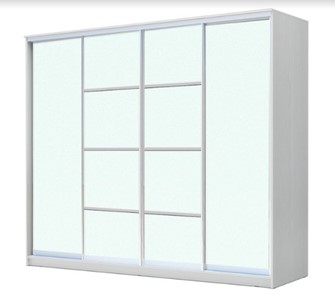 Шкаф 4-х дверный ХИТ 23-24/2-8888, с матовым стеклом, разделительные планки х2, Белый в Нижнем Новгороде