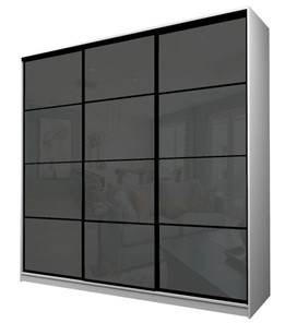 Шкаф MAX МШ-25-6-24/2-222, Профиль Черный/Цвет Белый/Oraclal темно-серый в Нижнем Новгороде