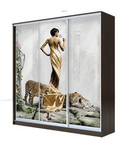 Шкаф 3-х створчатый 2300х2000х620, наполнение №2, Девушка с леопардом ХИТ 23-20-777-03 Венге Аруба в Нижнем Новгороде