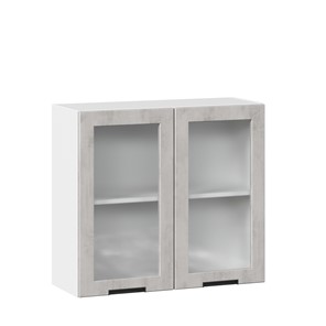 Кухонный шкаф 800 со стеклом Джамис ЛД 296.360.000.023, Белый/Белый камень в Нижнем Новгороде