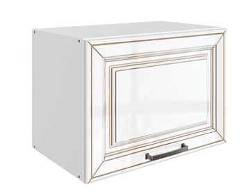 Шкаф кухонный Атланта L500 Н360 (1 дв. гл.) эмаль (белый/белый глянец патина золото) в Нижнем Новгороде