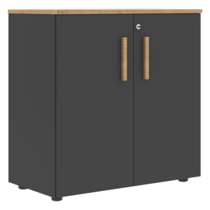 Шкаф широкий низкий с малыми дверцами FORTA Графит-Дуб Гамильтон  FLC 80.1(Z) (798х404х801) в Нижнем Новгороде