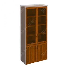 Шкаф для документов со стеклянными дверьми в рамке Мастер, темный орех (90х45х208) МТ 379 в Нижнем Новгороде