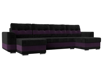 П-образный диван Честер, Черный/фиолетовый (велюр) в Нижнем Новгороде