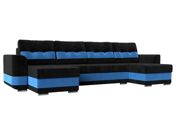П-образный диван Честер, Черный/голубой (велюр) в Нижнем Новгороде