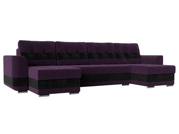 П-образный диван Честер, Фиолетовый/черный (велюр) в Нижнем Новгороде
