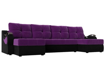 П-образный диван Меркурий П, Фиолетовый/черный (вельвет) в Нижнем Новгороде