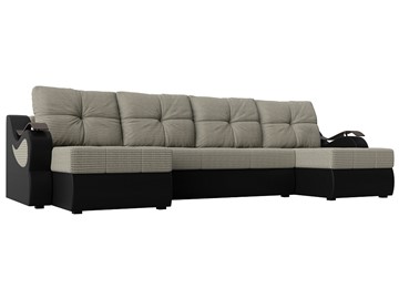 П-образный диван Меркурий П, Корфу 02 (рогожка)/черный (экокожа) в Нижнем Новгороде