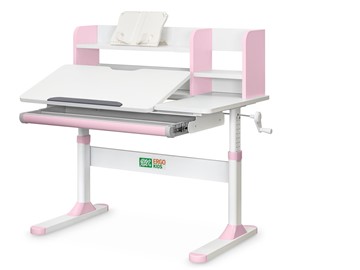 Растущий стол Ergokids TH-330 Pink TH-330 W/PN, столешница белая / накладки на ножках розовые в Арзамасе