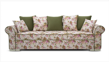 Прямой диван Ameli (Arcadia rose+shaggy green+glance bone) в Нижнем Новгороде - предосмотр