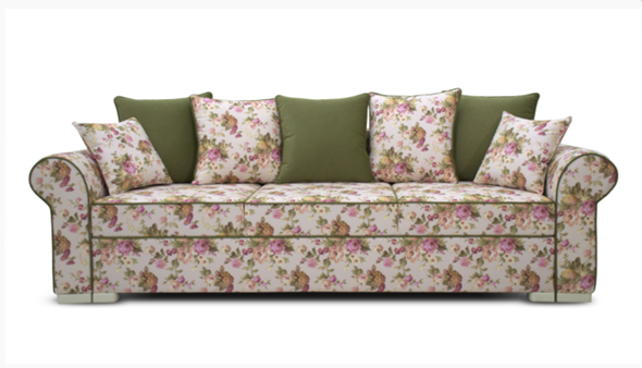 Прямой диван Ameli (Arcadia rose+shaggy green+glance bone) в Нижнем Новгороде - изображение