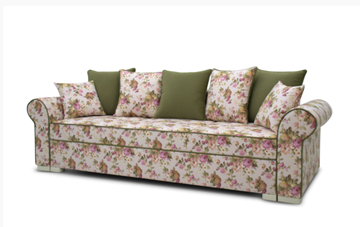 Прямой диван Ameli (Arcadia rose+shaggy green+glance bone) в Нижнем Новгороде - предосмотр 1