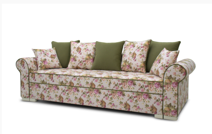 Прямой диван Ameli (Arcadia rose+shaggy green+glance bone) в Нижнем Новгороде - изображение 1
