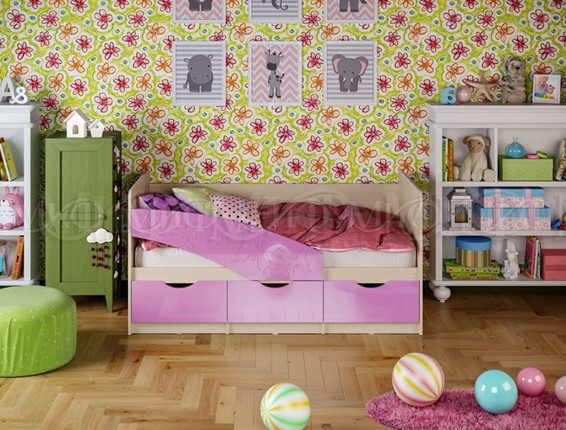 Кровать детская Бабочки 800*1600, Сиреневый глянец в Нижнем Новгороде - изображение