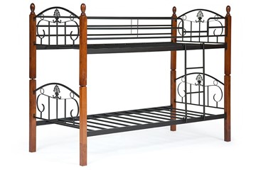 Детская кровать BOLERO двухярусная дерево гевея/металл, 90*200 см (bunk bed), красный дуб/черный в Нижнем Новгороде - предосмотр 2