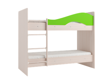Двухэтажная кровать Мая на щитах со шкафом и ящиками, корпус Млечный дуб, фасад Салатовый в Нижнем Новгороде - предосмотр 3