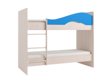 Детская двухъярусная кровать Мая на щитах со шкафом и ящиками, корпус Млечный дуб, фасад Синий в Нижнем Новгороде - предосмотр 1