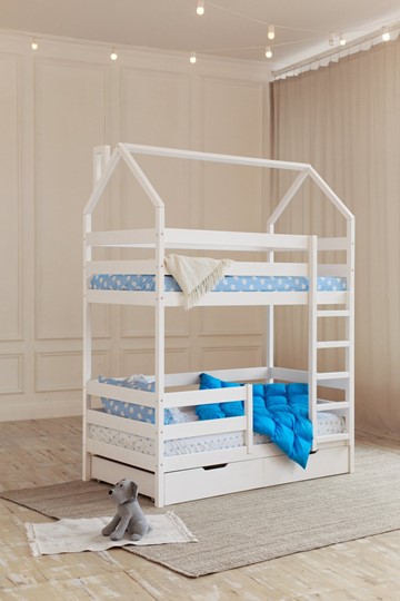 Детская 2-этажная кровать Домик с ящиками, цвет белый в Нижнем Новгороде - изображение 6