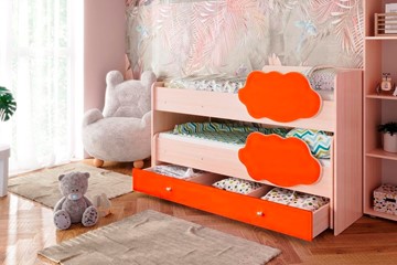 Двухэтажная кровать Соник 1.6 с ящиком, Оранжевый в Нижнем Новгороде - предосмотр