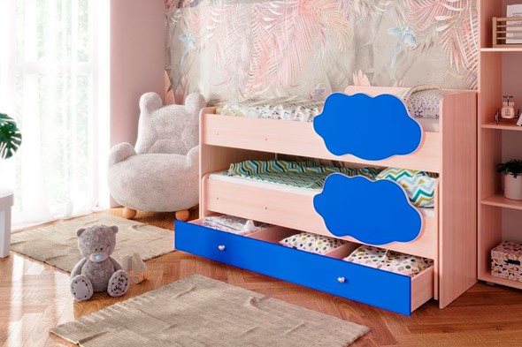 Детская двухэтажная кровать Соник 1.6 с ящиком, Синий в Нижнем Новгороде - изображение