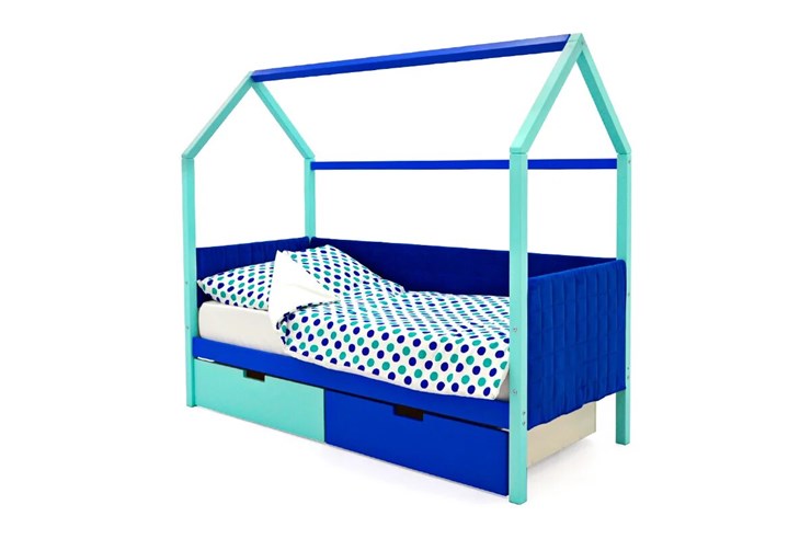 Кровать-домик детская Svogen, мятный-синий мягкая в Нижнем Новгороде - изображение 4