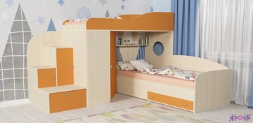 Детская кровать-шкаф Кадет-2, корпус Дуб, фасад Оранжевый в Нижнем Новгороде
