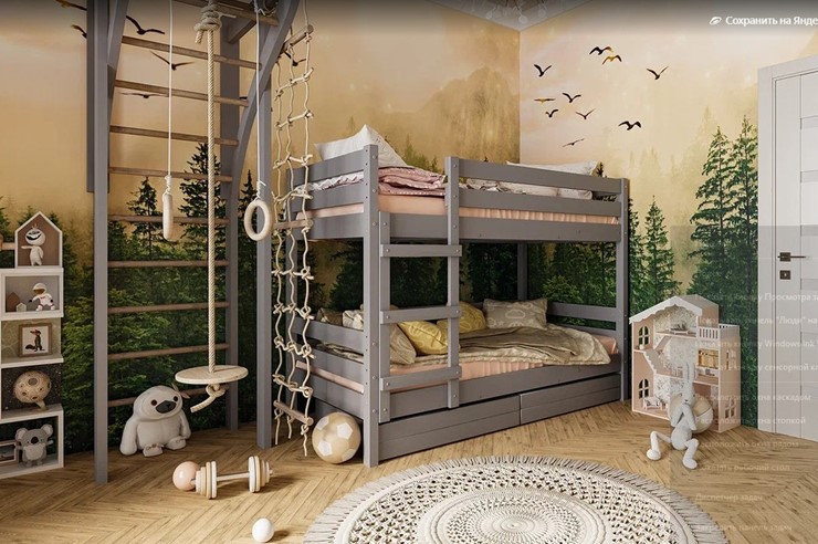 Кровать в детскую Джуниор двухъярусная с ящиками (Антрацит) в Нижнем Новгороде - изображение 1