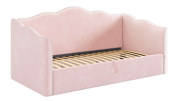 Кровать в детскую с подъемным механизмом Лея (Софа) 90х200 (нежно-розовый (велюр)/галька (велюр)) в Нижнем Новгороде - изображение 2