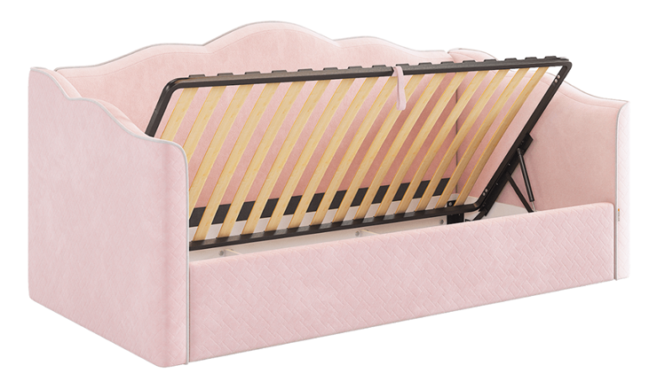 Кровать в детскую с подъемным механизмом Лея (Софа) 90х200 (нежно-розовый (велюр)/галька (велюр)) в Нижнем Новгороде - изображение 4