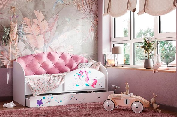 Детская кровать односпальная Звездочка с бортиком, Розовый в Нижнем Новгороде - изображение