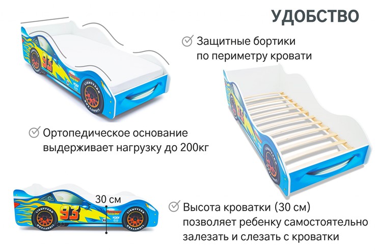 Детская кровать-машина Тачка синяя в Нижнем Новгороде - изображение 4
