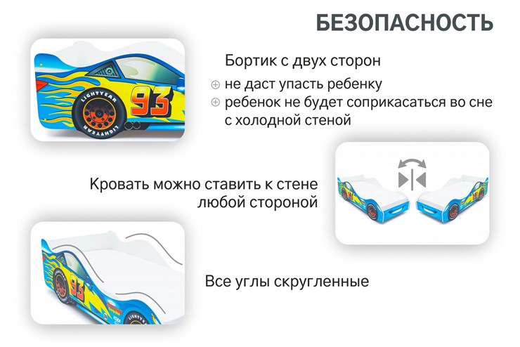 Детская кровать-машина Тачка синяя в Нижнем Новгороде - изображение 5