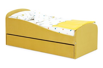 Кровать в детскую с ящиком Letmo горчичный (велюр) в Нижнем Новгороде