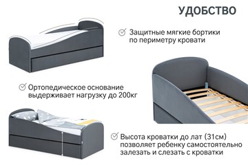Кровать с ящиком Letmo графит (велюр) в Нижнем Новгороде - предосмотр 1