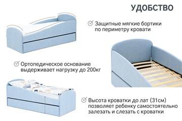 Детская кровать с ящиком Letmo небесный (рогожка) в Нижнем Новгороде - предосмотр 1