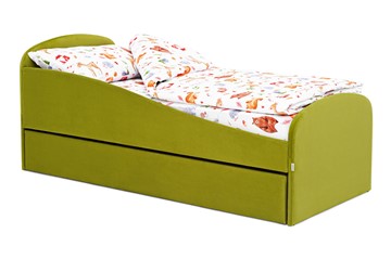 Мягкая кровать с ящиком Letmo оливковый (велюр) в Нижнем Новгороде - предосмотр