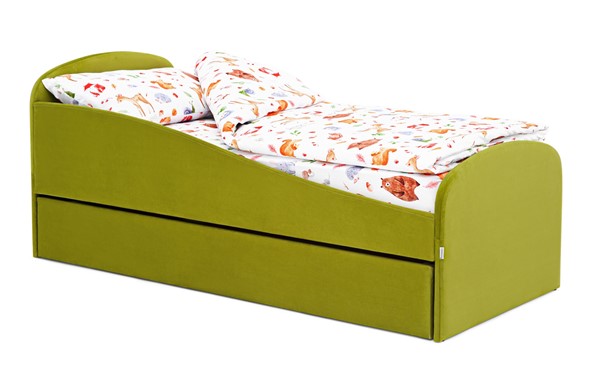 Мягкая кровать с ящиком Letmo оливковый (велюр) в Нижнем Новгороде - изображение