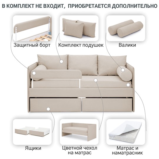 Мягкая кровать Soffal холодный бежевый (микрошенилл) в Нижнем Новгороде - изображение 17