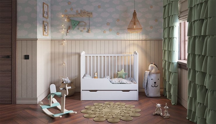 Кроватка для новорожденных POLINI Kids Simple 310-02 Белый в Нижнем Новгороде - изображение 9