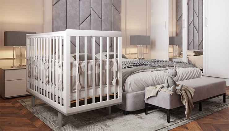 Кровать для новорожденных серия 3400 POLINI Kids Simple 340 Белый / Серый в Нижнем Новгороде - изображение 8