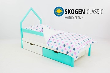 Кровать-домик детская мини Skogen белый-мятный в Нижнем Новгороде