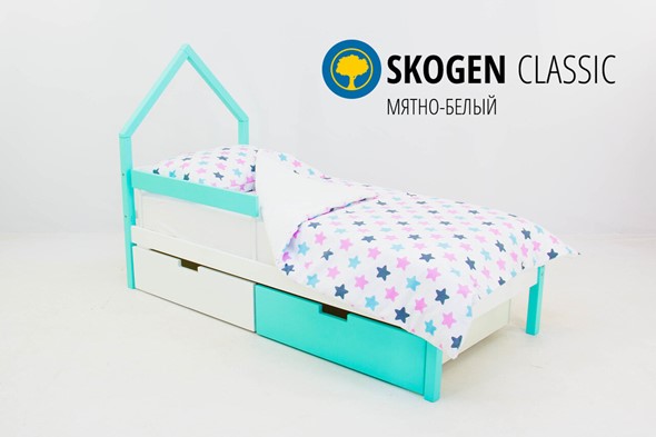 Кровать-домик детская мини Skogen белый-мятный в Нижнем Новгороде - изображение