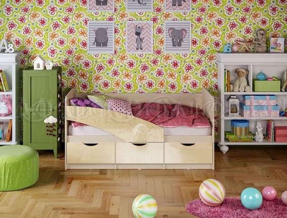 Детская кровать Бабочки 800*1600, Ваниль глянец в Нижнем Новгороде - изображение
