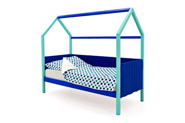 Кровать-домик детская Svogen, мятный-синий мягкая в Нижнем Новгороде - изображение