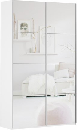 Шкаф 2-дверный Прайм (Зеркало/Зеркало) 1200x570x2300, белый снег в Нижнем Новгороде - изображение