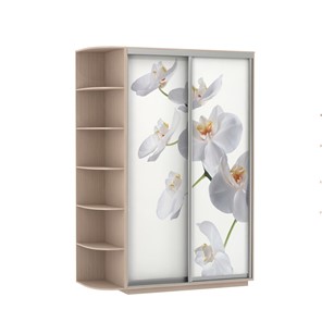 Шкаф 2-дверный Экспресс 1500x600x2200, со стеллажом, Орхидея белая/дуб молочный в Нижнем Новгороде - предосмотр