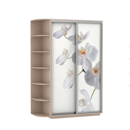 Шкаф 2-дверный Экспресс 1500x600x2200, со стеллажом, Орхидея белая/дуб молочный в Нижнем Новгороде - изображение